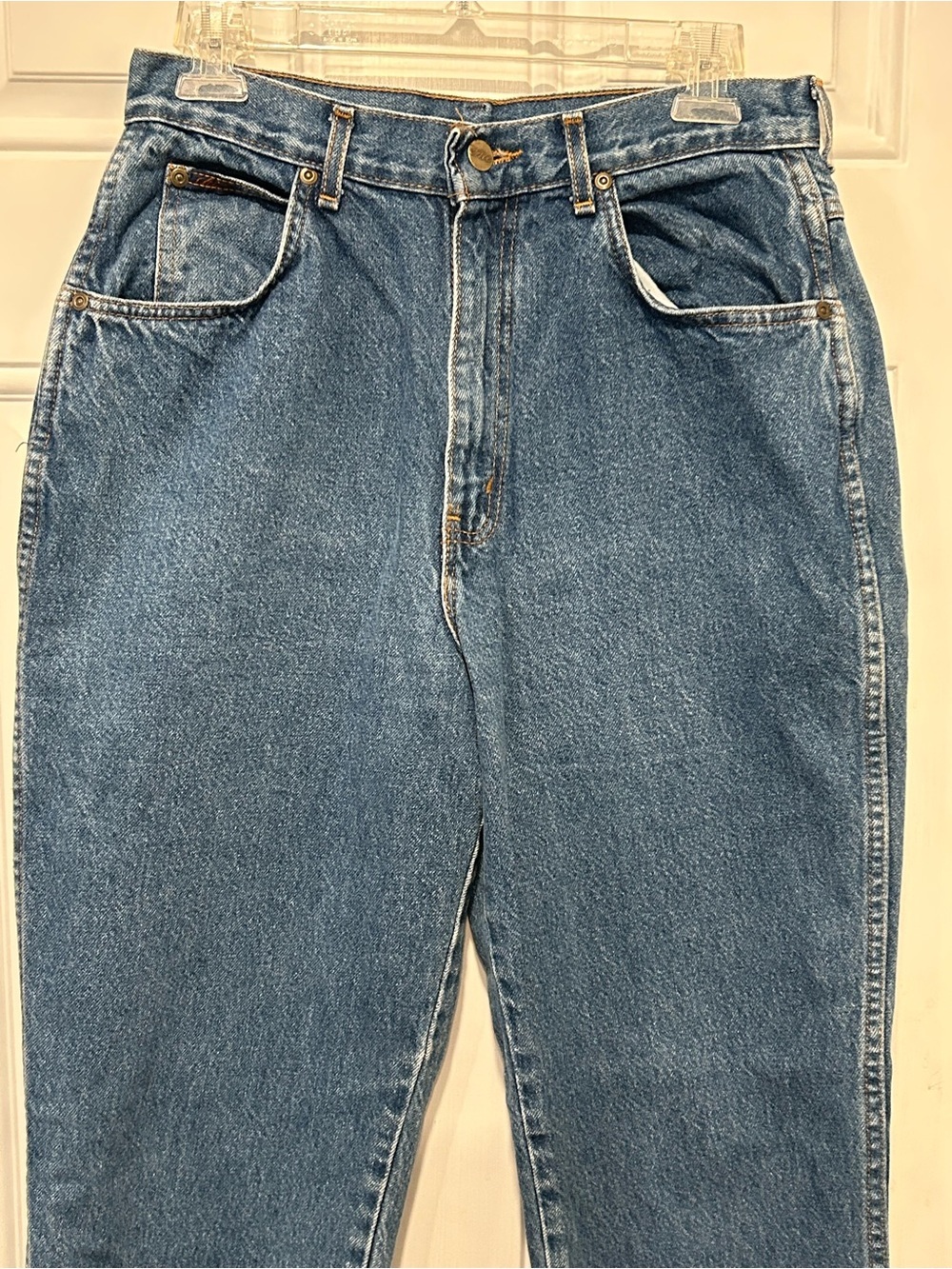 Vintage Chic Mom Jeans Medium Blue High Waist Made In USA 80s Taper Denim Sz 14 - Picture 3 of 13